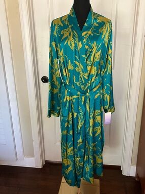 Stars Above Kimono Robe Teal Gold XS NWT